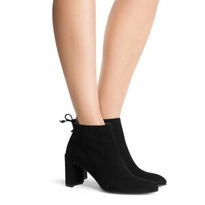 Stuart Weitzman Lofty Lace Up Black Suede Block Heels Ankle Boots Size 8